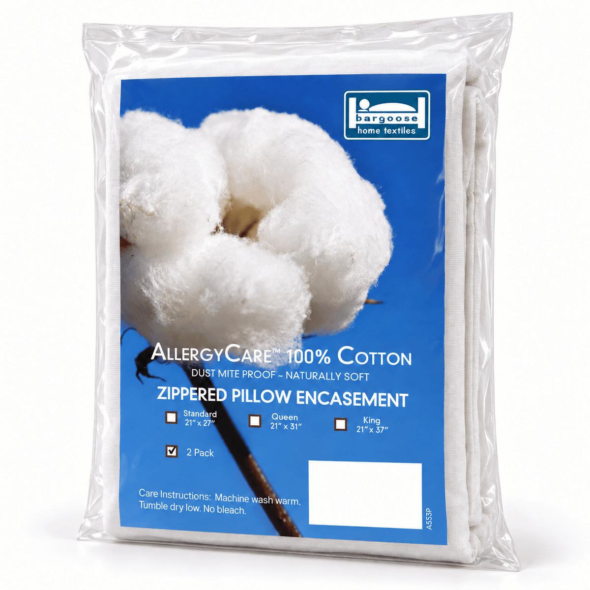 AllergyCare™ Cotton Allergen Barrier Pillow Protector