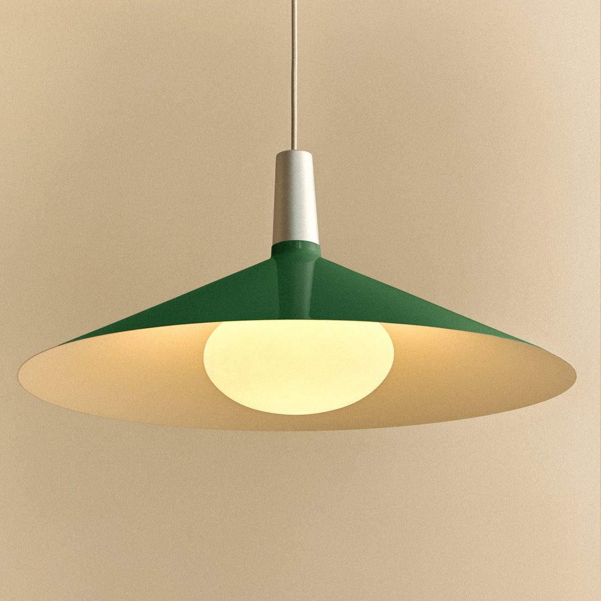 Bower Pendant Light Large in Dark Green + Oval II