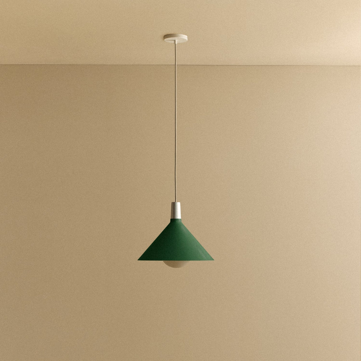 Bower Pendant Light Medium in Dark Green + Sphere IV