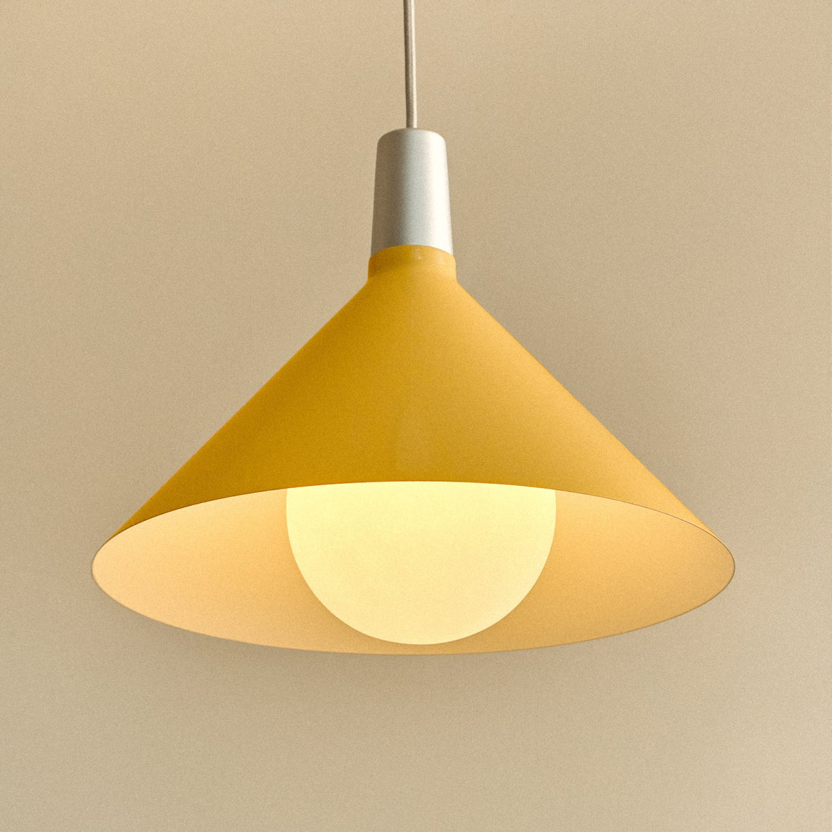 Bower Pendant Light Medium in Yellow + Sphere IV