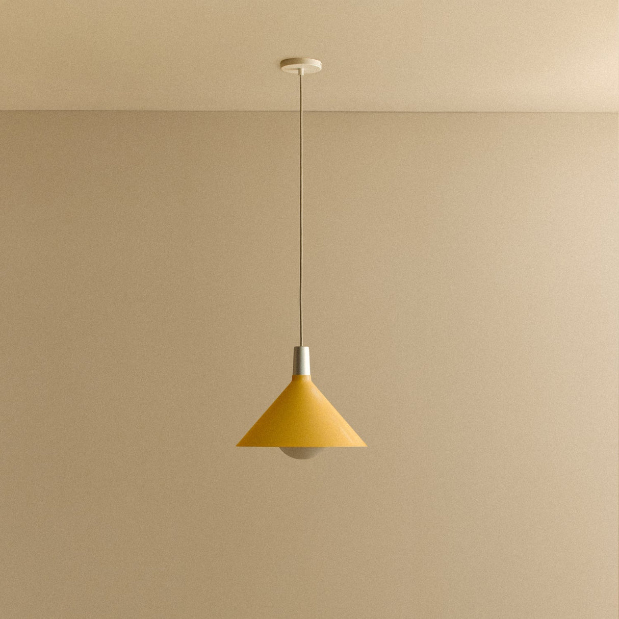 Bower Pendant Light Medium in Yellow + Sphere IV