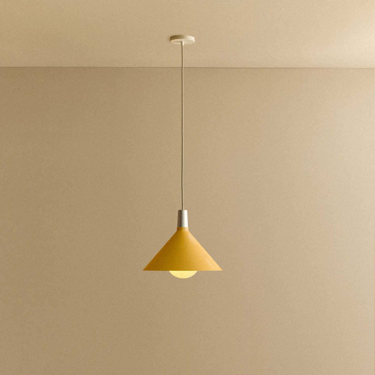 Bower Pendant Light Medium in Yellow + Sphere IV