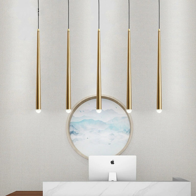 Brass Spinal Tube Combination Chandelier