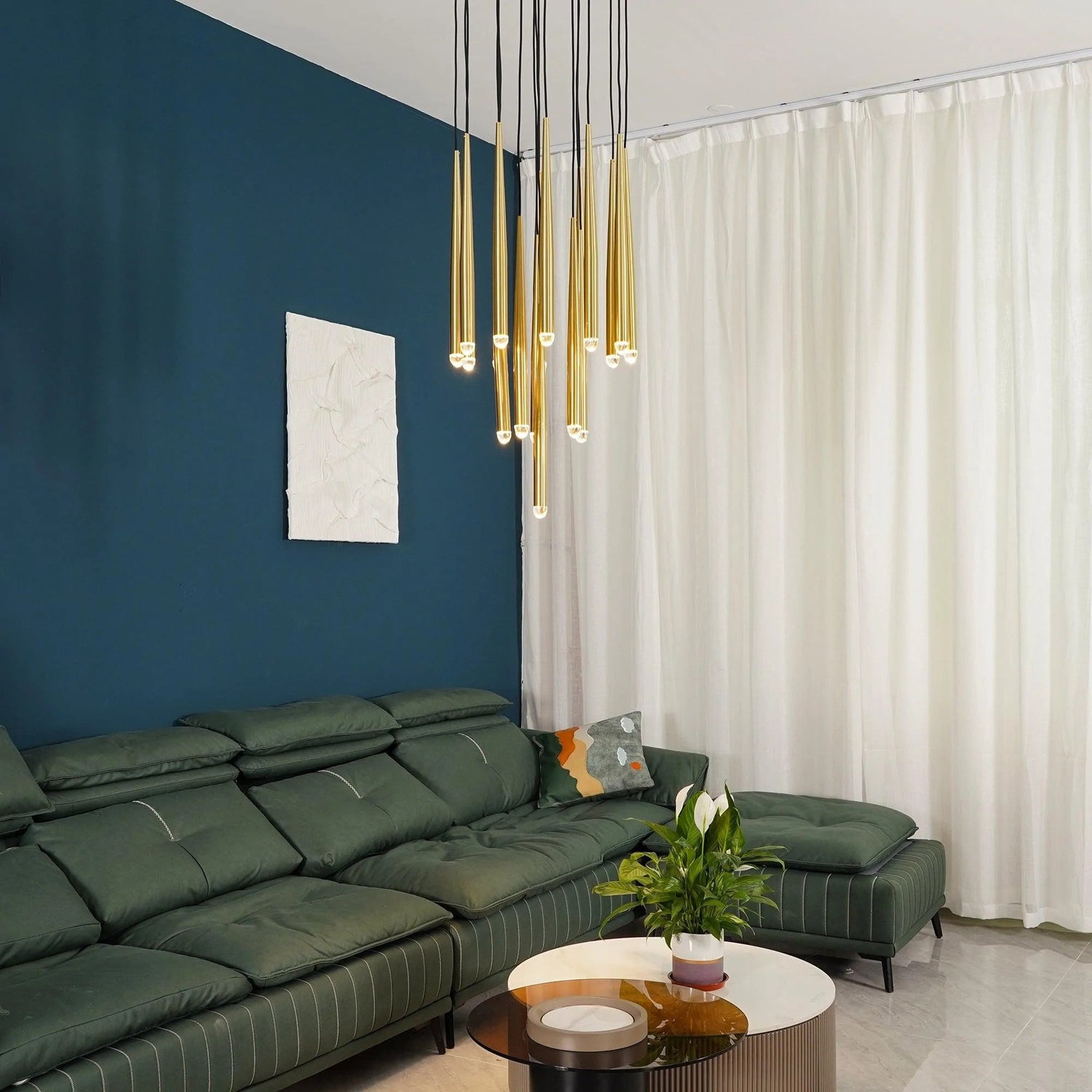 Brass Spinal Tube Combination Chandelier