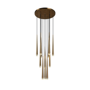 Brass Spinal Tube Combination Chandelier