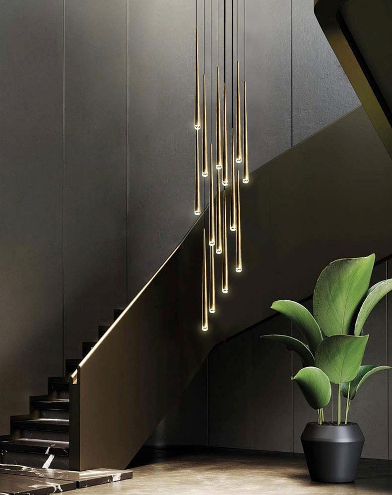 Brass Spinal Tube Combination Chandelier