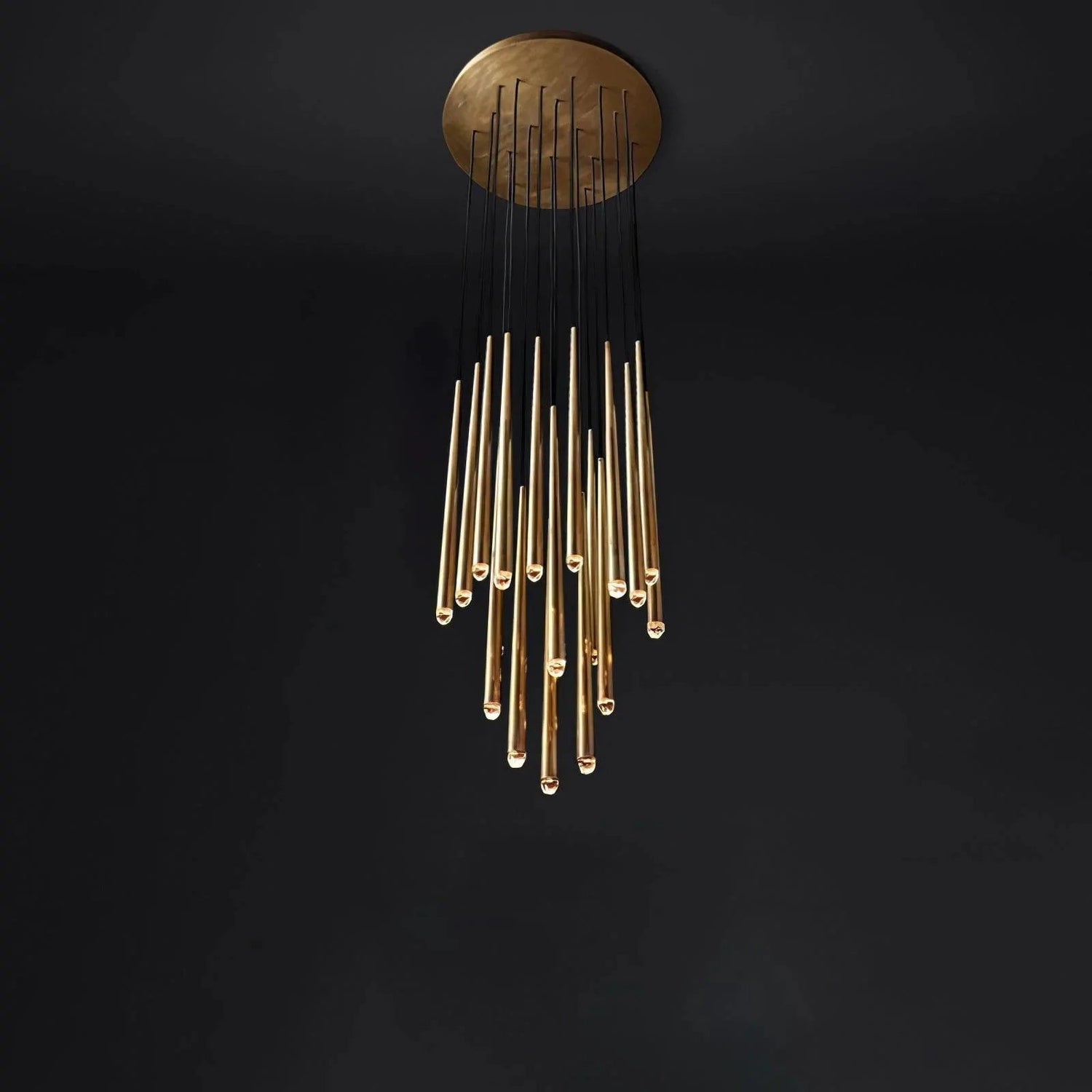 Brass Spinal Tube Combination Chandelier