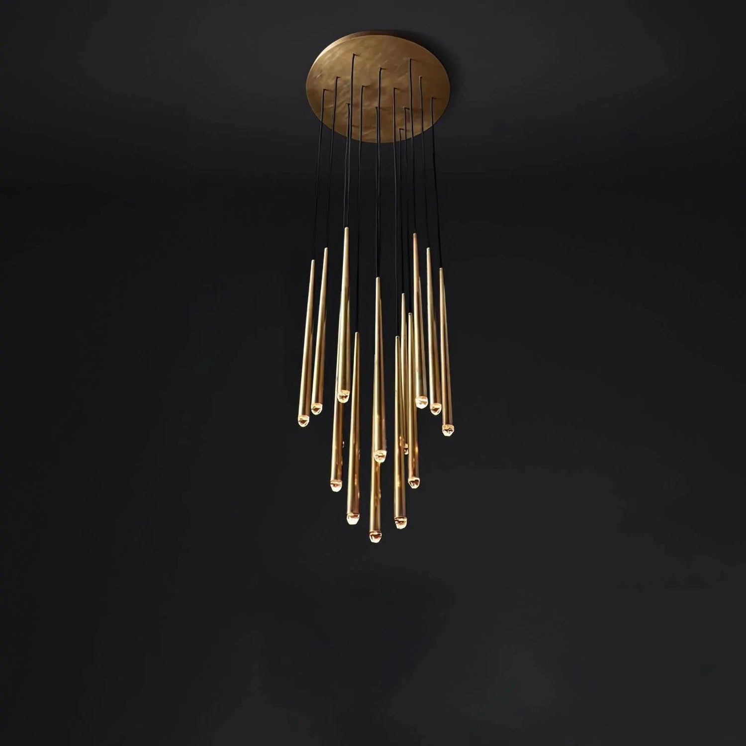 Brass Spinal Tube Combination Chandelier