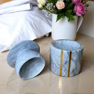 Seraphina Marble Butter Jar, 4"D x 4.5"H