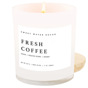 Fresh Coffee Soy Candle - White Jar - 11 oz