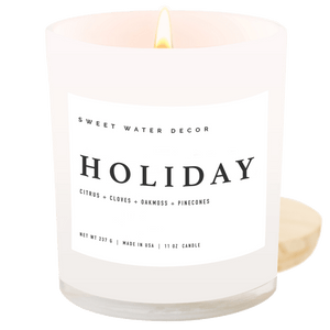 Holiday Soy Candle - White Jar - 11 oz