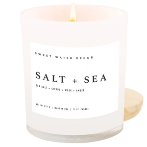 Salt and Sea Soy Candle - White Jar - 11 oz