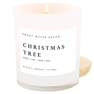 Christmas Tree Soy Candle - White Jar - 11 oz