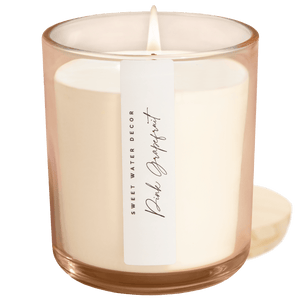 Pink Grapefruit Soy Candle - Tinted Glass Jar - 12 oz