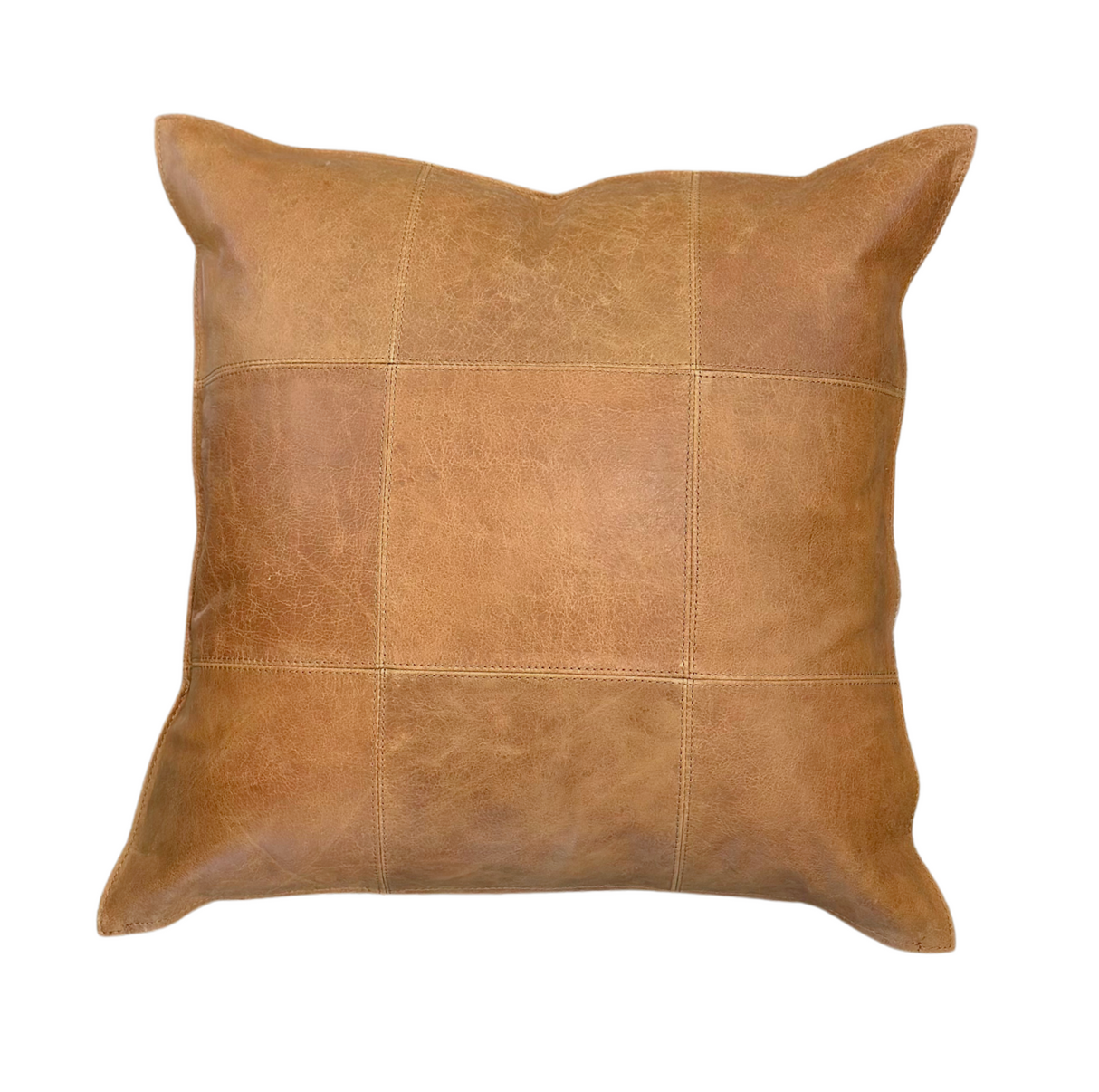 Divya Leather Pillow 22" x 22" - Cognac