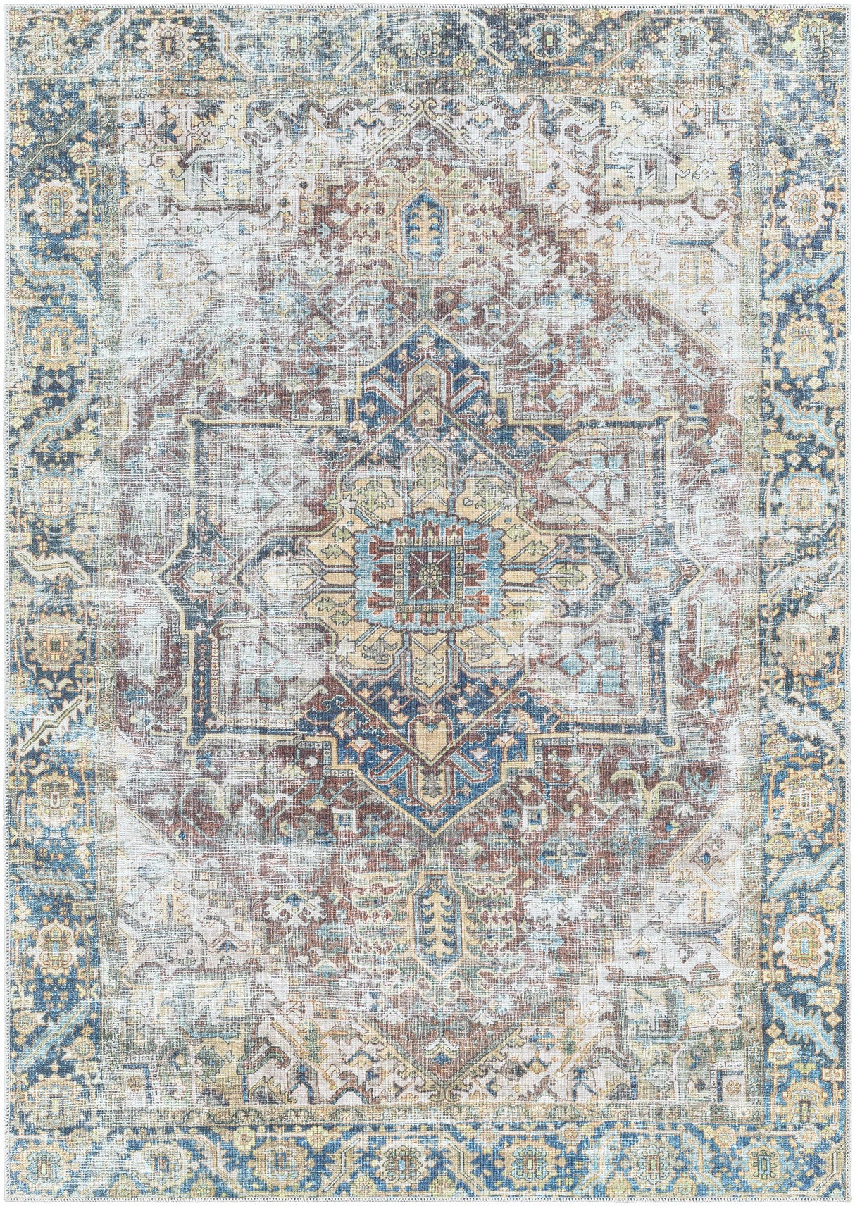 Blue Catigpian Distressed Washable Area Rug - Clearance