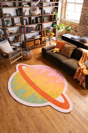 Melting Planet Colorful Rug by Darra Sargent
