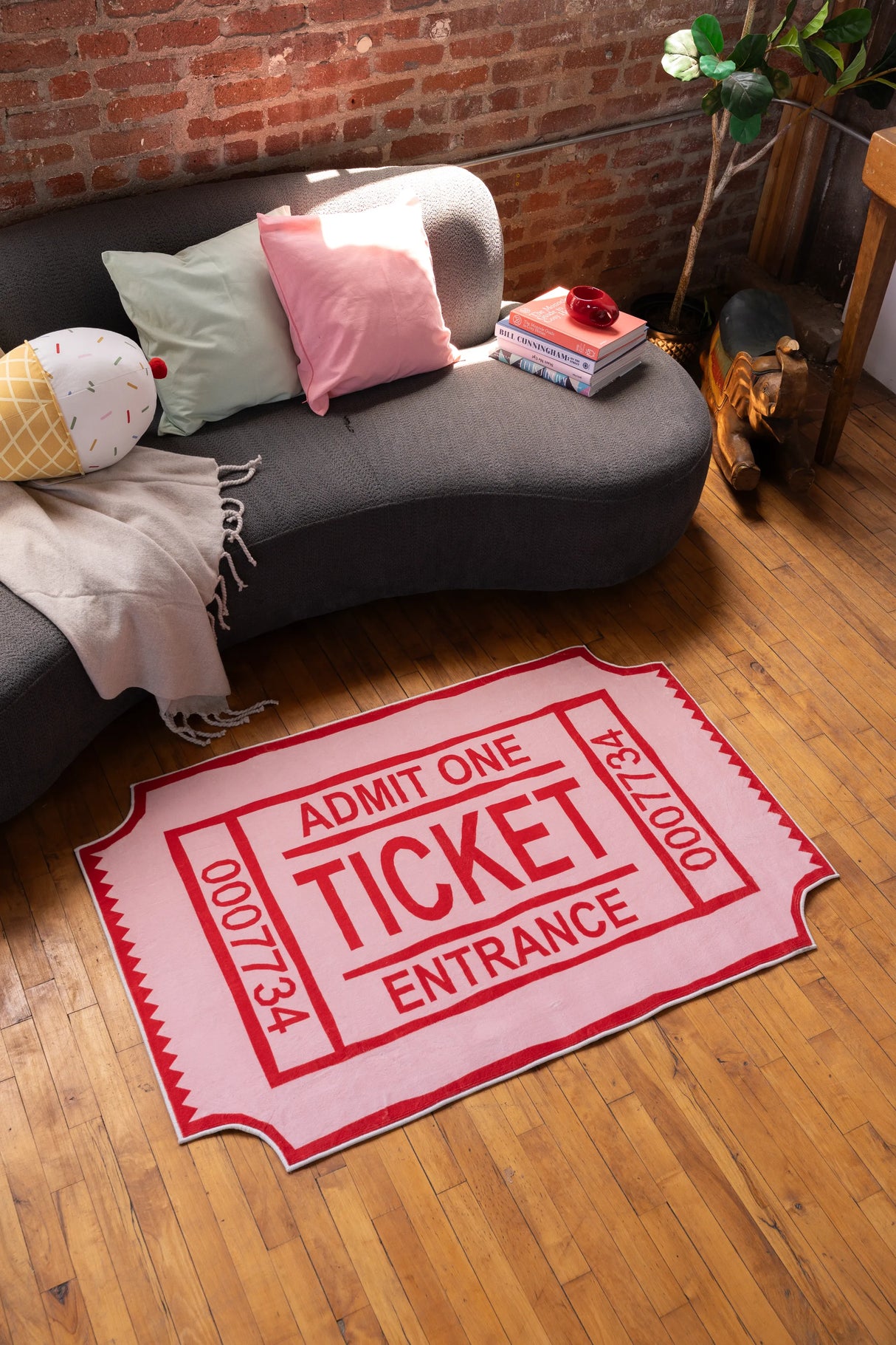 Red Ticket Abstract Rug by Elizabeth Bay
