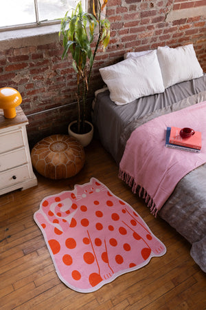 Polka dots Funky Cat Rug by Becca Franks