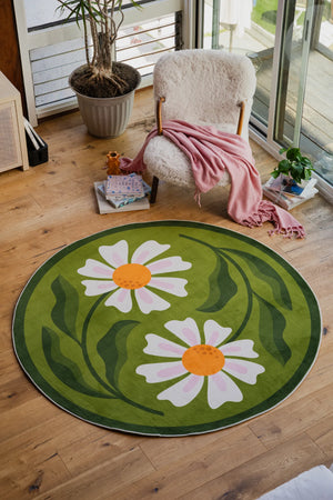 Dual Daisy Round Rug by Jessica Miller