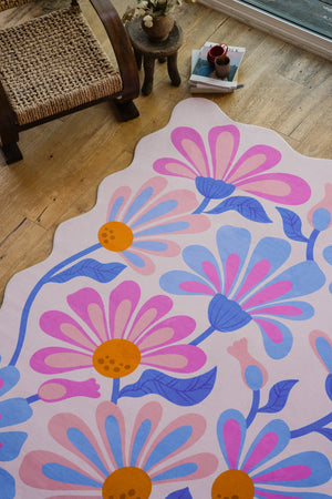 Lavender Base Purple Floral Wavy Rug by Jessica Miller