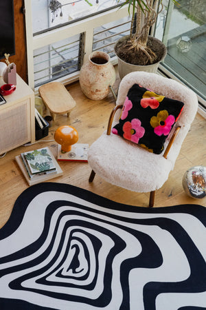 Black and White Vertigo Irregular Area Rug