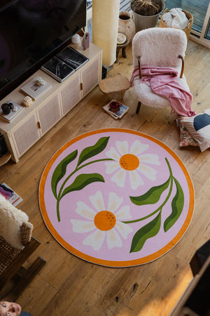 Dual Daisy Round Rug by Jessica Miller