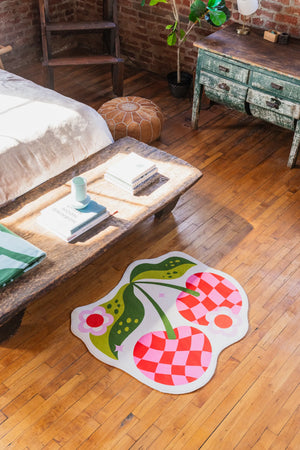 Irregular Pink and Red Checkered Cherry Rug by Jessica Miller