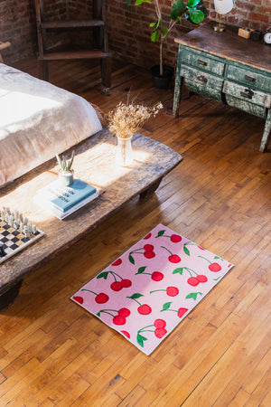 Cute Pink Cherry Rug by Elizabeth Bay