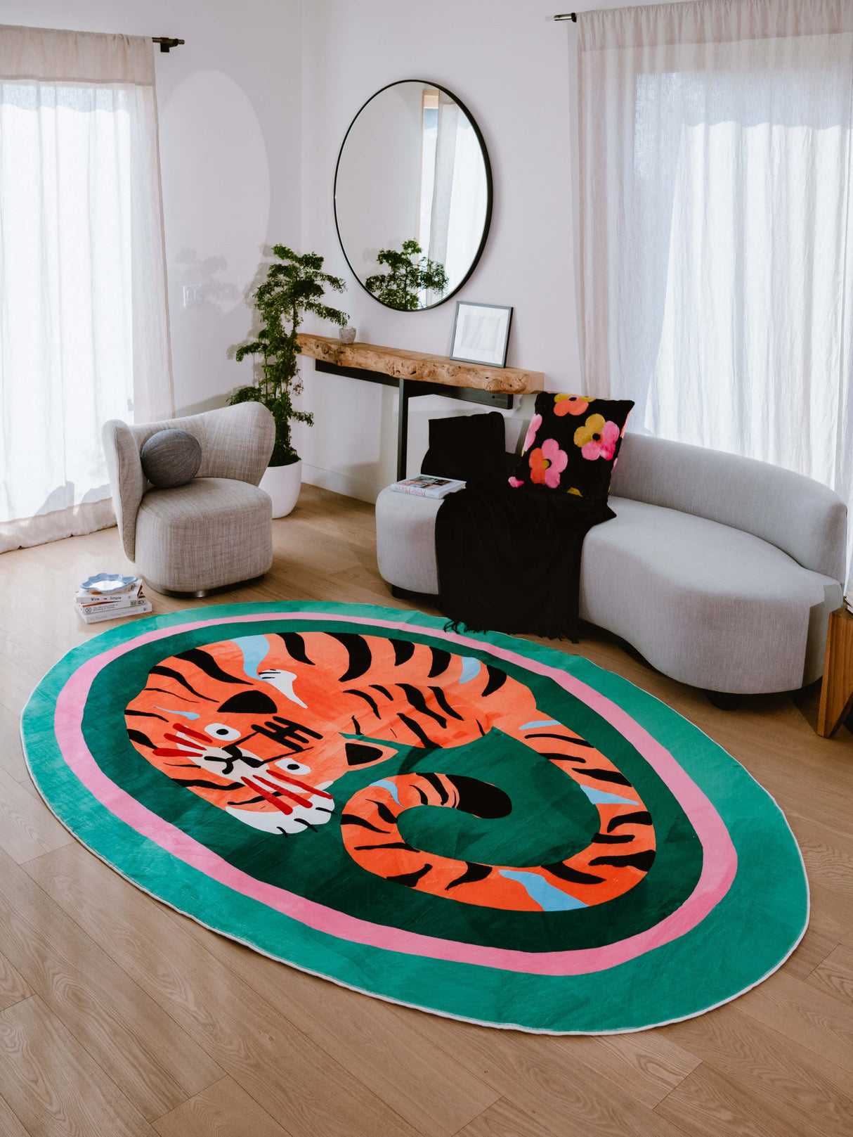 Oval Tiger Area Rug by Lu Yang