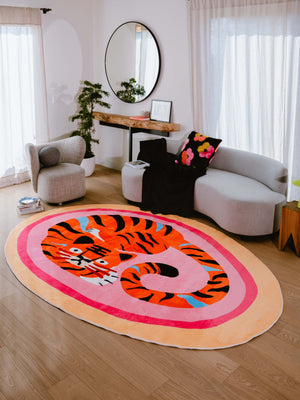 Oval Tiger Area Rug by Lu Yang