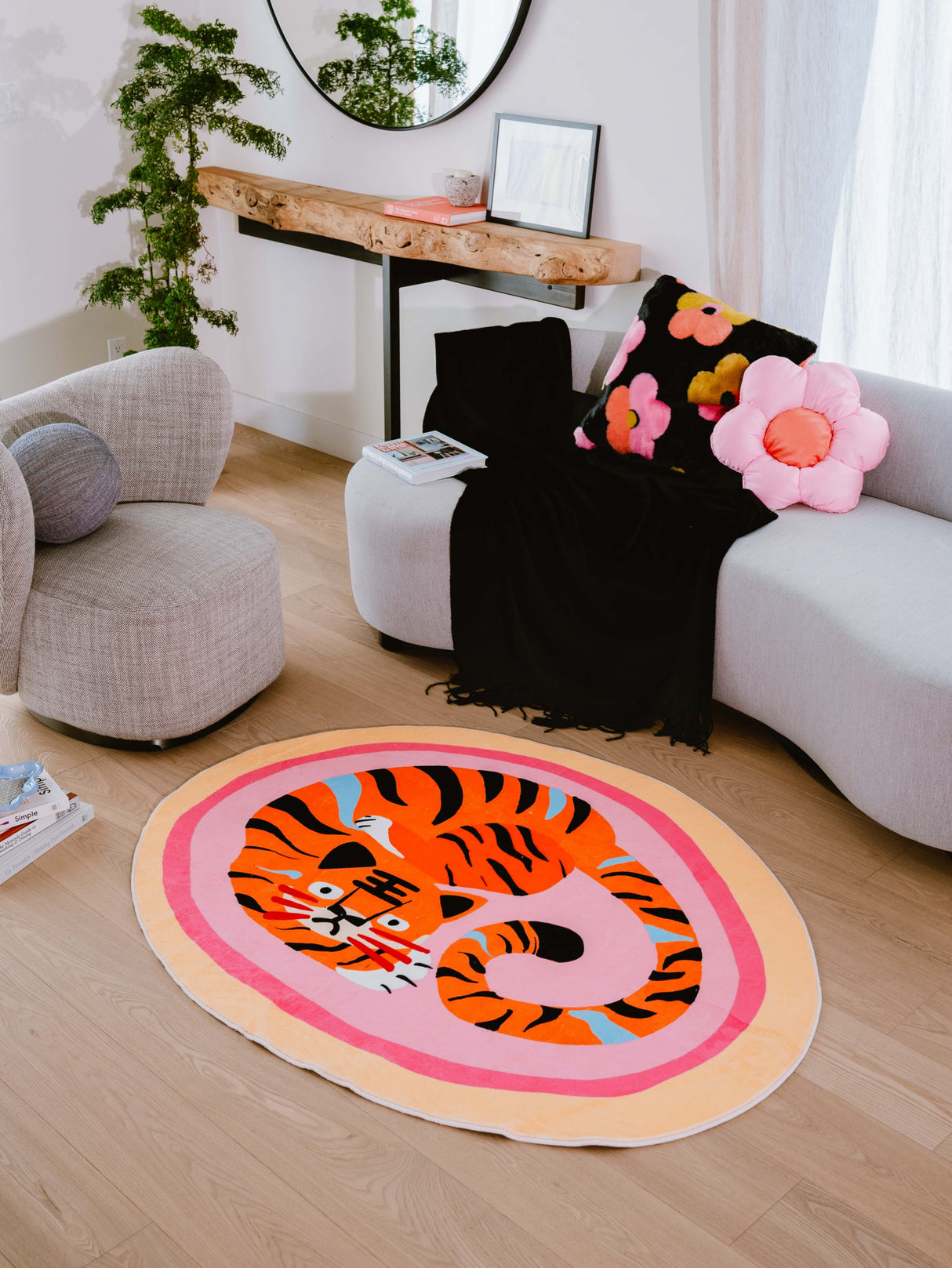 Oval Tiger Area Rug by Lu Yang