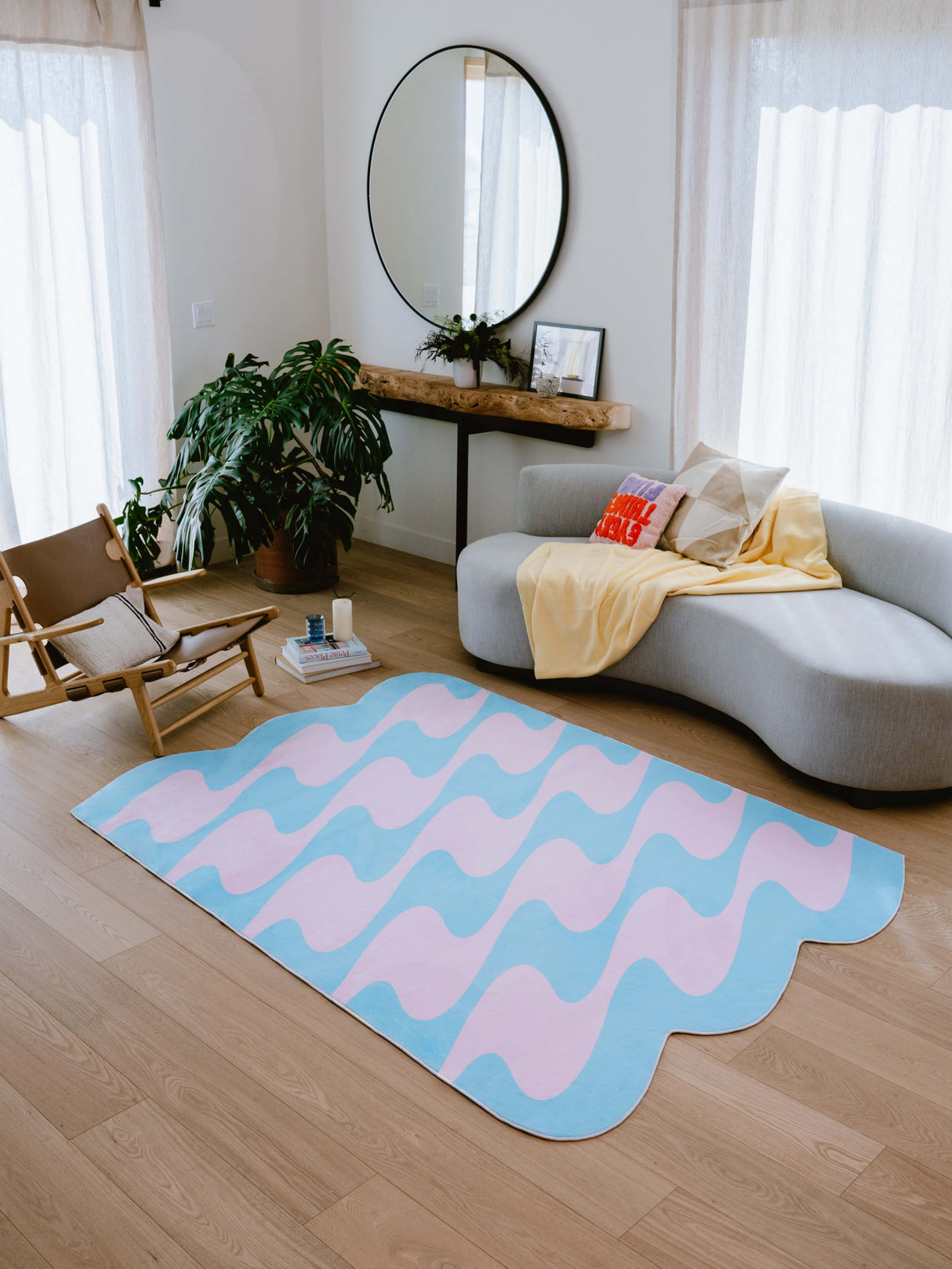 Pastel Irregular Shaped Wavy Rug by Johann Banta