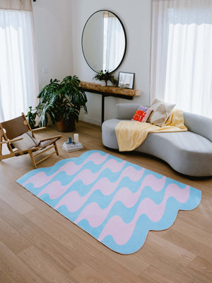 Pastel Irregular Shaped Wavy Rug by Johann Banta