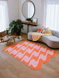 Pastel Irregular Shaped Wavy Rug by Johann Banta