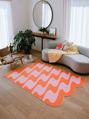 Pastel Irregular Shaped Wavy Rug by Johann Banta