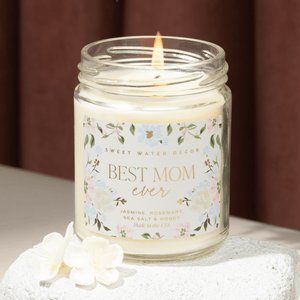 Best Mom Ever Soy Patterned Candle - Clear Jar - 9 oz (Wildflowers and Salt)