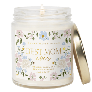 Best Mom Ever Soy Patterned Candle - Clear Jar - 9 oz (Wildflowers and Salt)