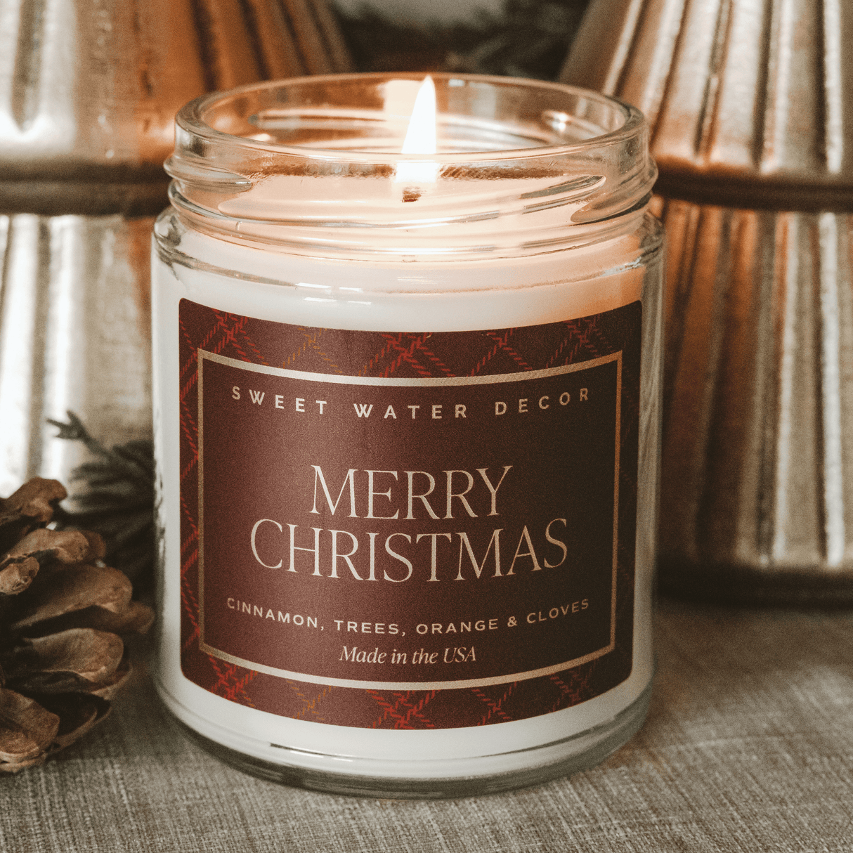 Merry Christmas Soy Candle - 9 oz Clear Jar (Christmas)