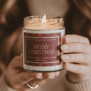Merry Christmas Soy Candle - 9 oz Clear Jar (Christmas)
