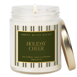 Holiday Cheer Soy Candle - 9 oz Patterned Clear Jar