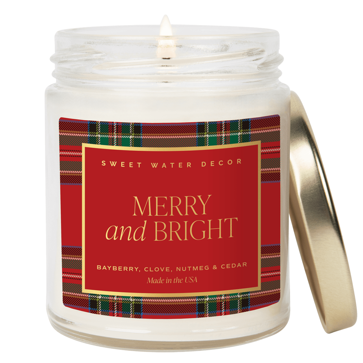 Merry and Bright Soy Candle - Patterned Clear Jar - 9 oz