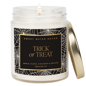 Trick or Treat Soy Candle - Patterned 9 oz - Clear Jar (Farmhouse)
