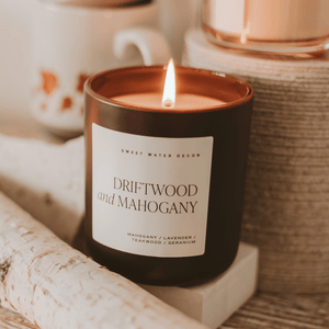 Driftwood and Mahogany Soy Candle - Brown Matte Jar - 15 oz