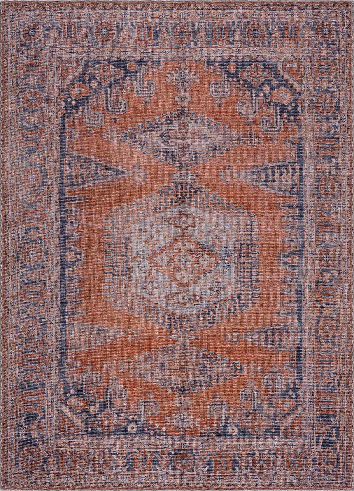 Burnt Orange Taber Medallion Washable Area Rug