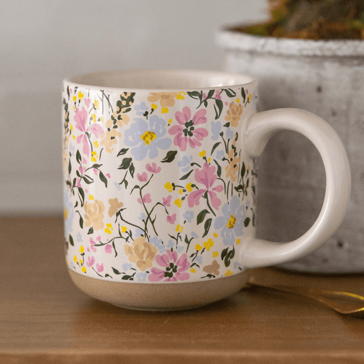 Floral 14oz. Stoneware Coffee Mug