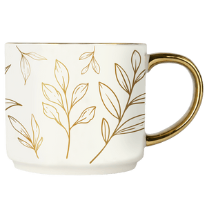 Gold Leaves 14oz. Gold Handle Coffee Mug