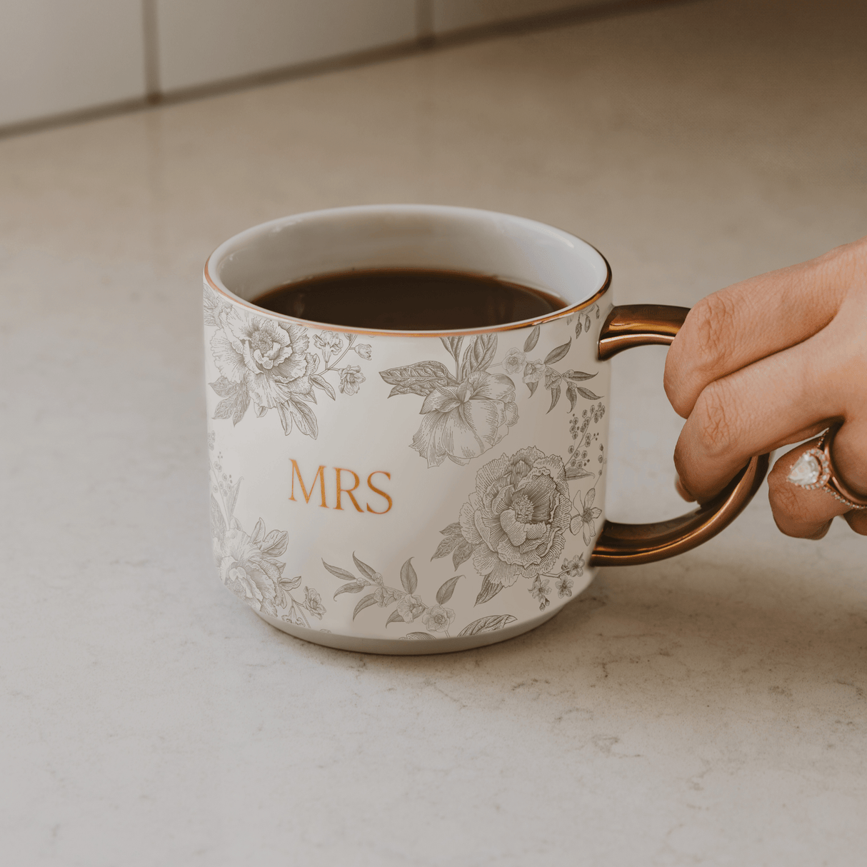 Mrs 14oz. Gold Handle Coffee Mug