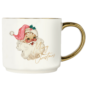 Vintage Santa 14oz. Gold Handle Coffee Mug