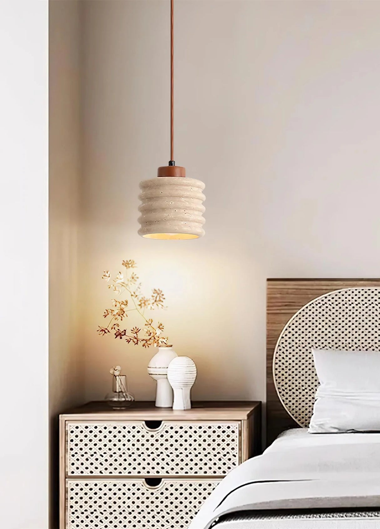 Candeeiro Column Travertine Pendant Lamp